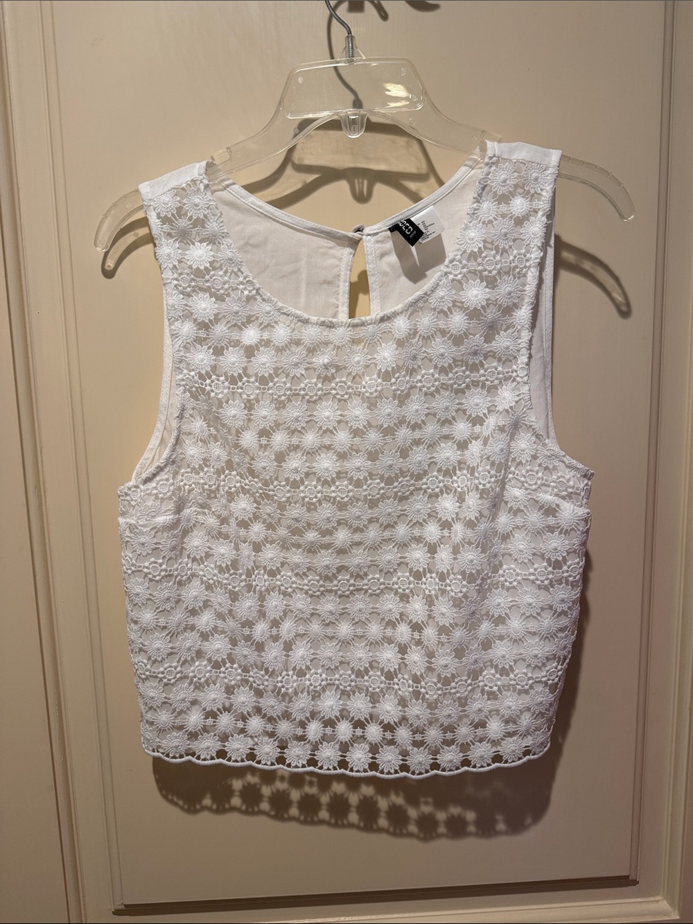 H&M White Lace Cropped Tank Top - Unknown Brand